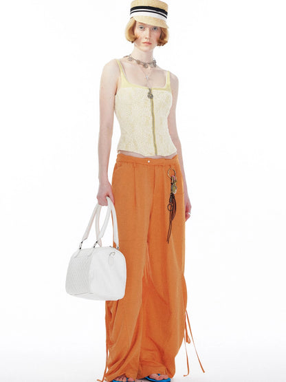 Orange Oversized Pocket Cargo Trousers