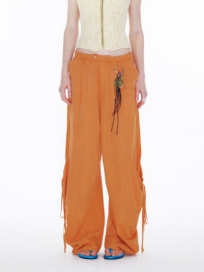 YOSHUYUKI Orange Oversized Pocket Cargo Trousers