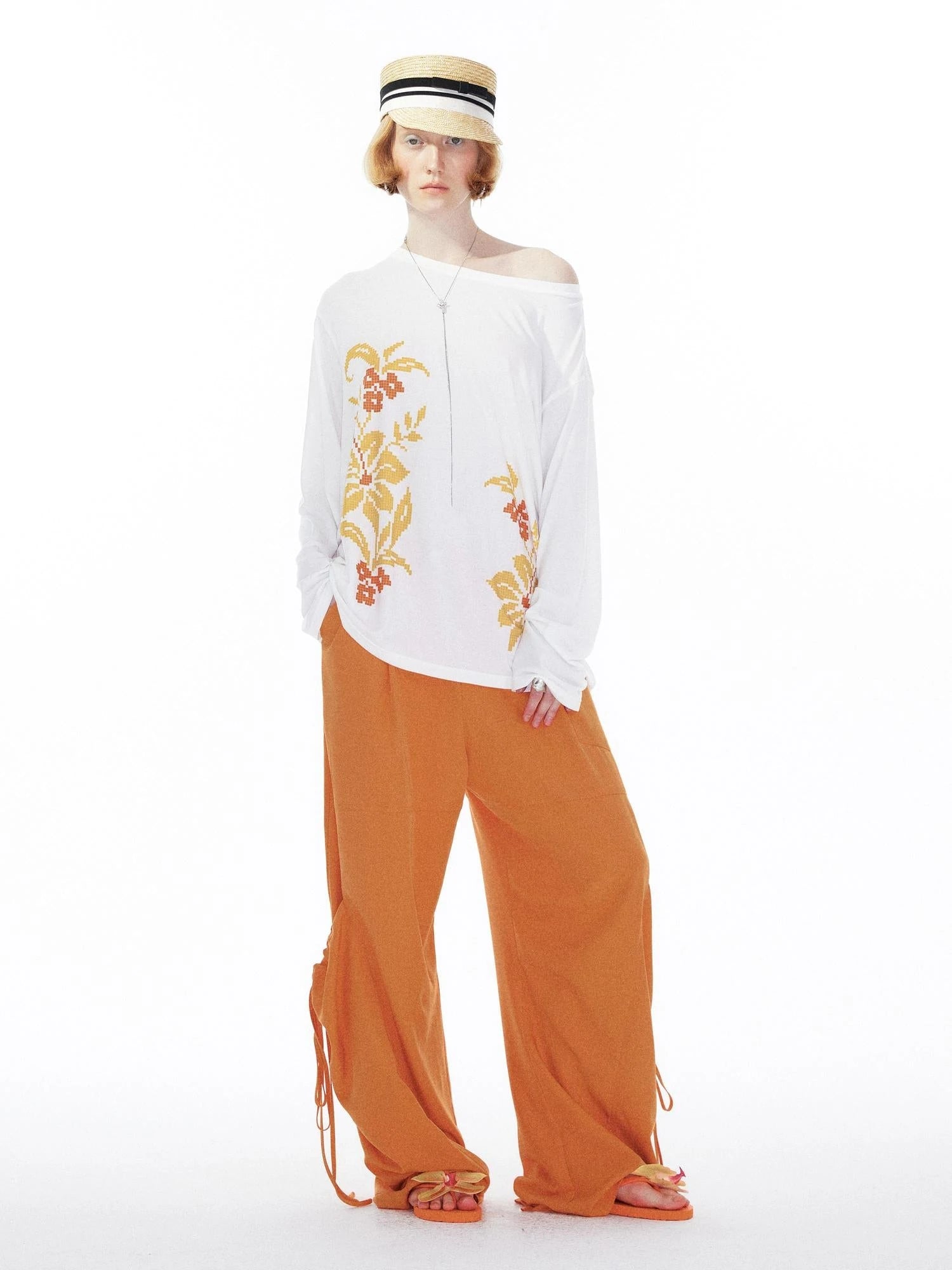 Orange Oversized Pocket Cargo Trousers