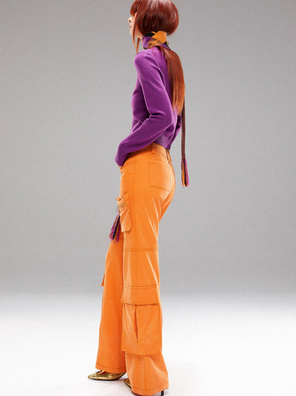 YOSHUYUKI Orange Utility Cargo Pants With 3D Pockets