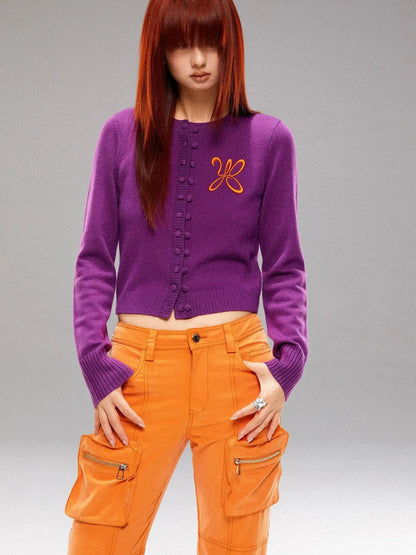 Orange Utility Cargo Pants With 3D Pockets