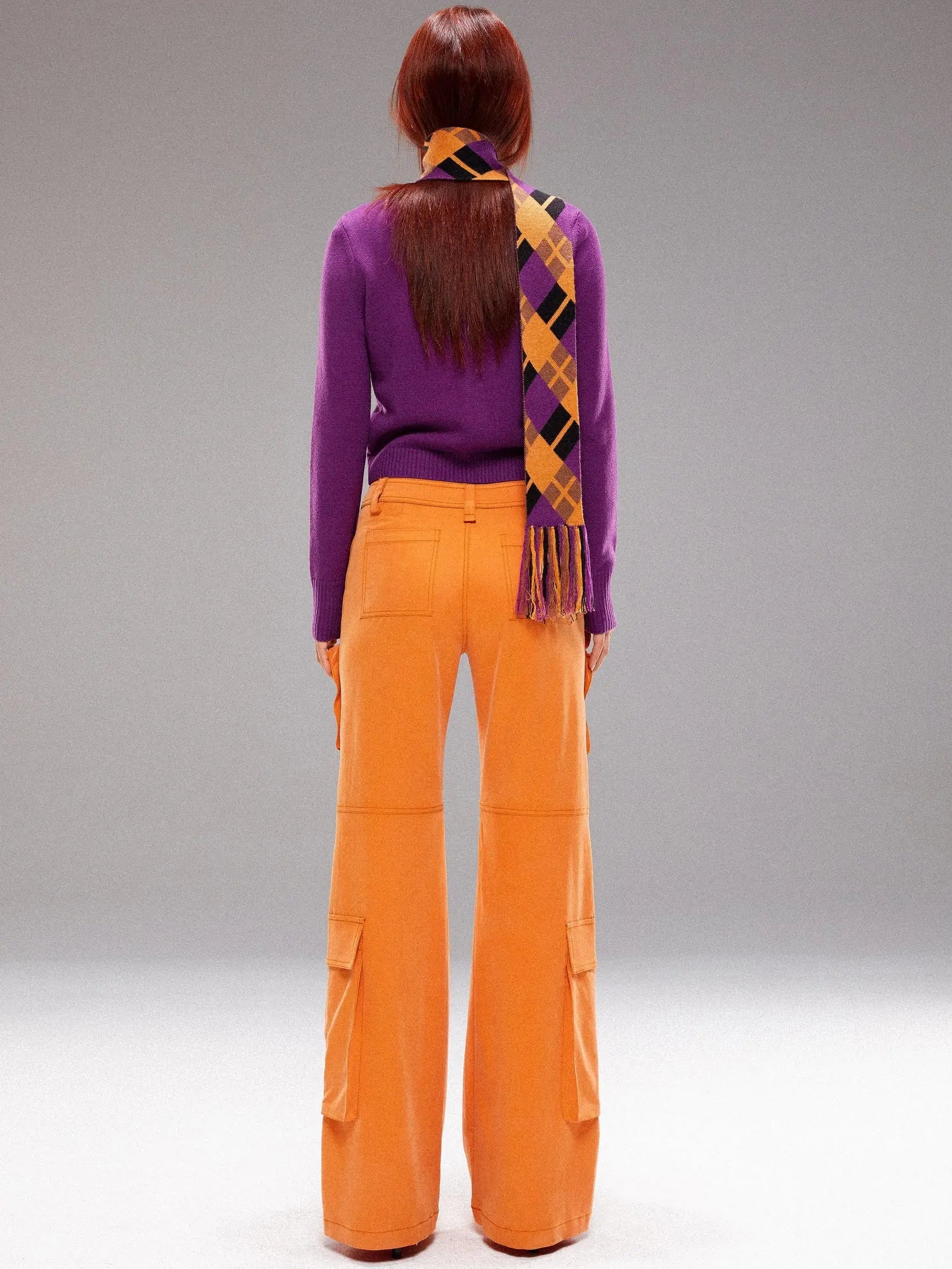 Orange Utility Cargo Pants With 3D Pockets