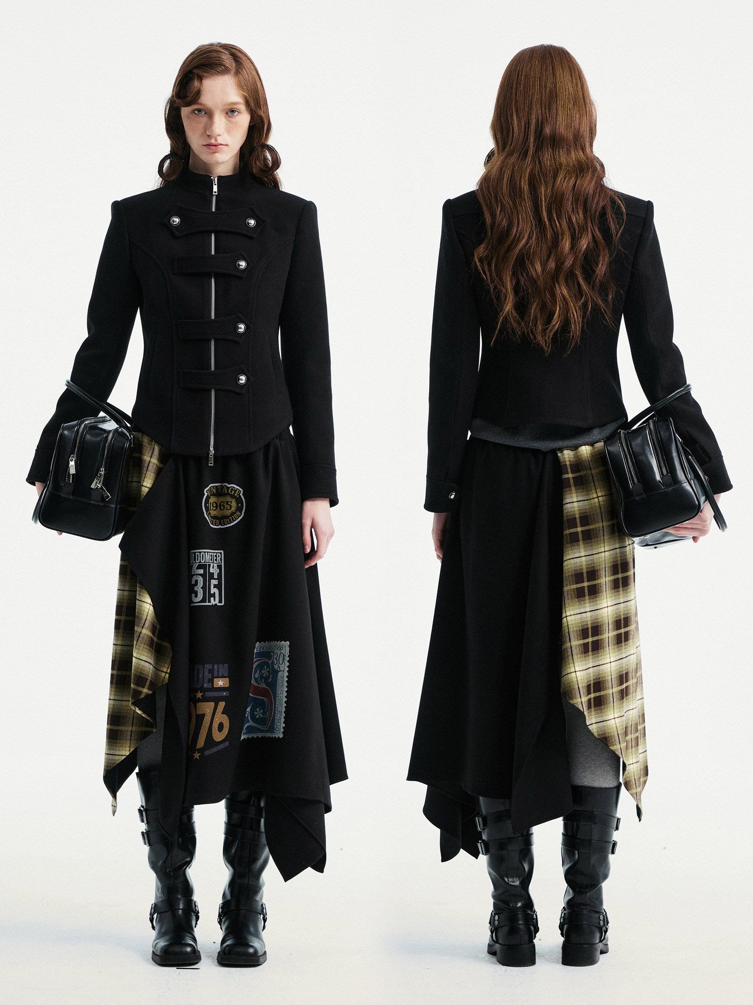 YOSHUYUKI Original Design Slim Fit Multi Strap Unisex Polyester Stand Collar Zip Jacket