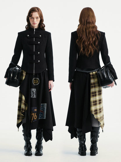 YOSHUYUKI Original Design Slim Fit Multi Strap Unisex Polyester Stand Collar Zip Jacket