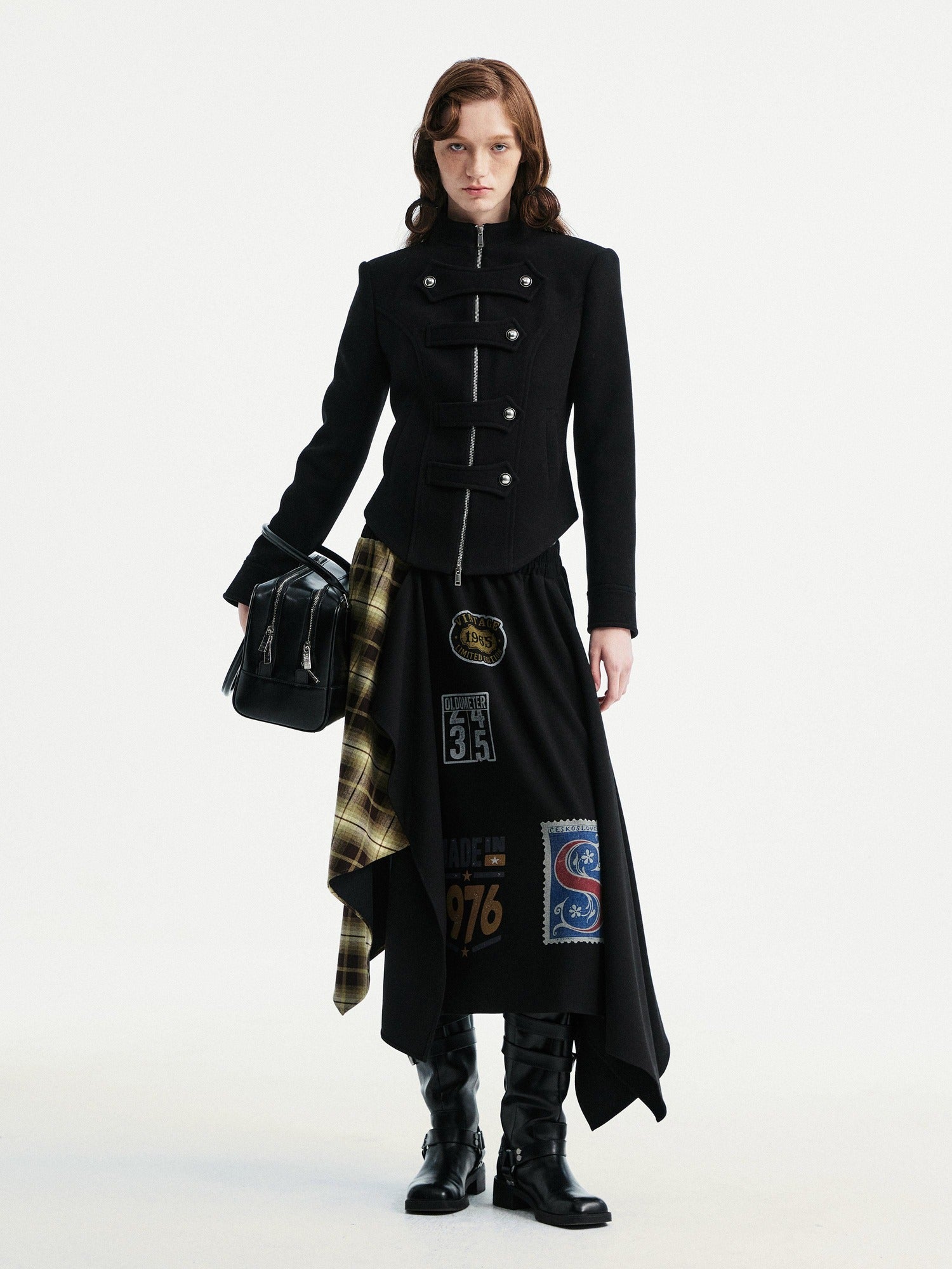 YOSHUYUKI Original Design Slim Fit Multi Strap Unisex Polyester Stand Collar Zip Jacket