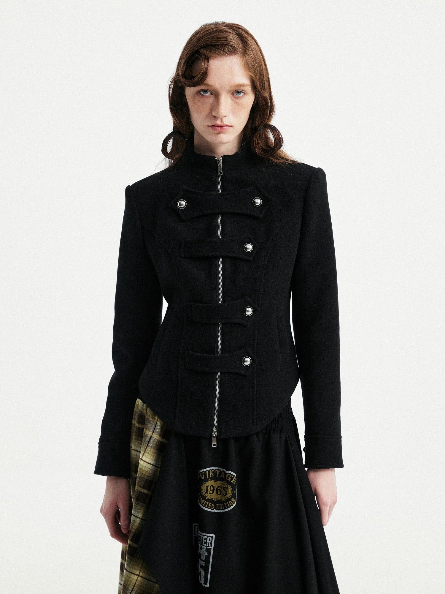 YOSHUYUKI Original Design Slim Fit Multi Strap Unisex Polyester Stand Collar Zip Jacket