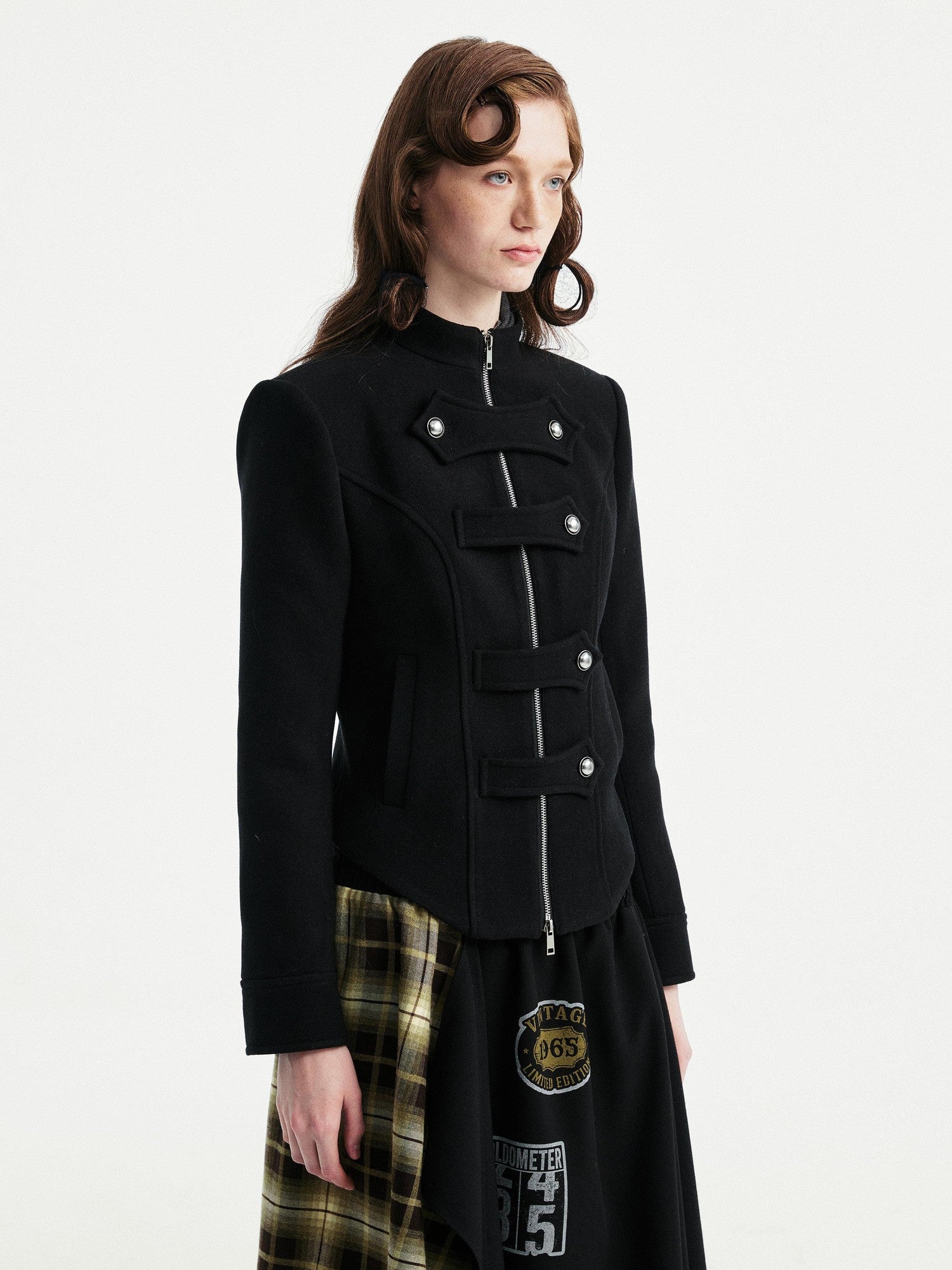 YOSHUYUKI Original Design Slim Fit Multi Strap Unisex Polyester Stand Collar Zip Jacket