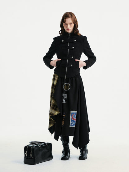 YOSHUYUKI Original Design Slim Fit Multi Strap Unisex Polyester Stand Collar Zip Jacket