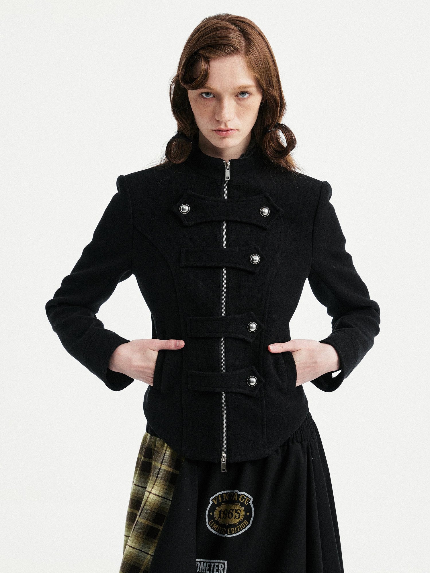 YOSHUYUKI Original Design Slim Fit Multi Strap Unisex Polyester Stand Collar Zip Jacket