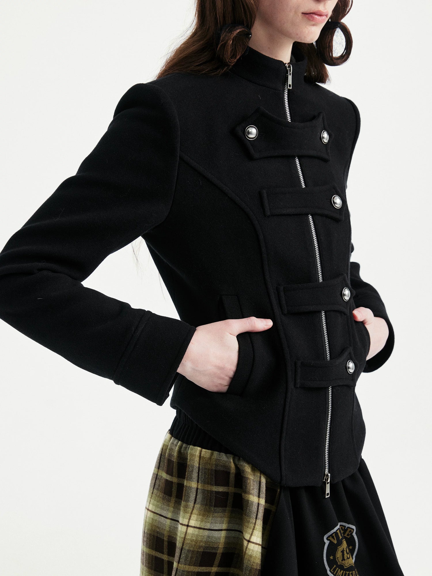 YOSHUYUKI Original Design Slim Fit Multi Strap Unisex Polyester Stand Collar Zip Jacket-1