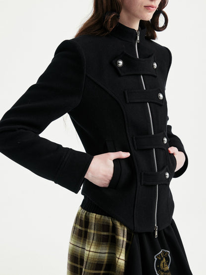 YOSHUYUKI Original Design Slim Fit Multi Strap Unisex Polyester Stand Collar Zip Jacket-1