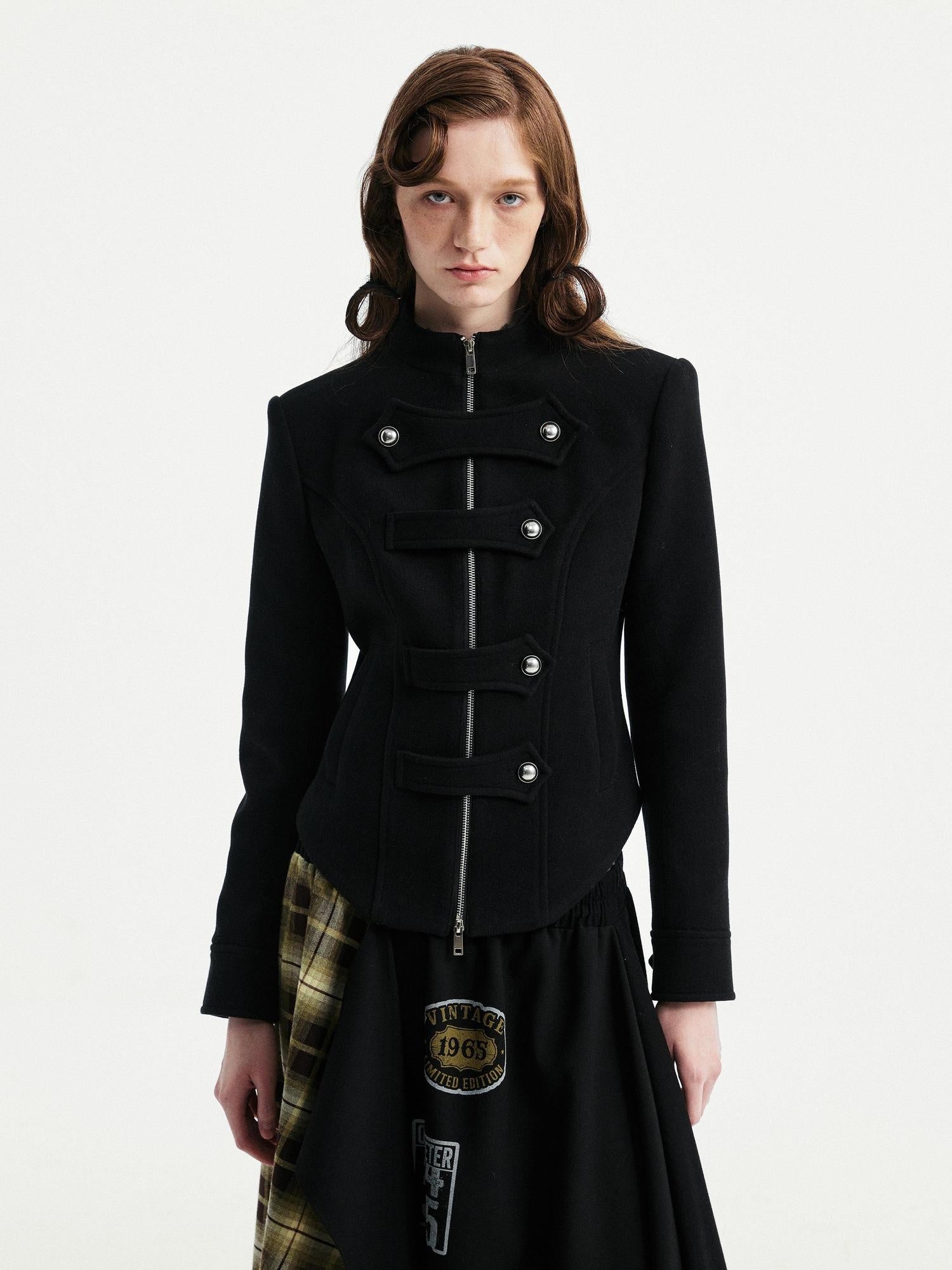 YOSHUYUKI Original Design Slim Fit Multi Strap Unisex Polyester Stand Collar Zip Jacket