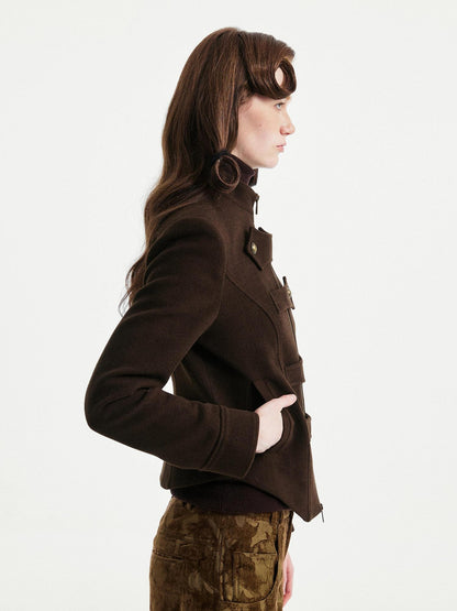 YOSHUYUKI Original Design Slim Fit Multi Strap Unisex Polyester Stand Collar Zip Jacket