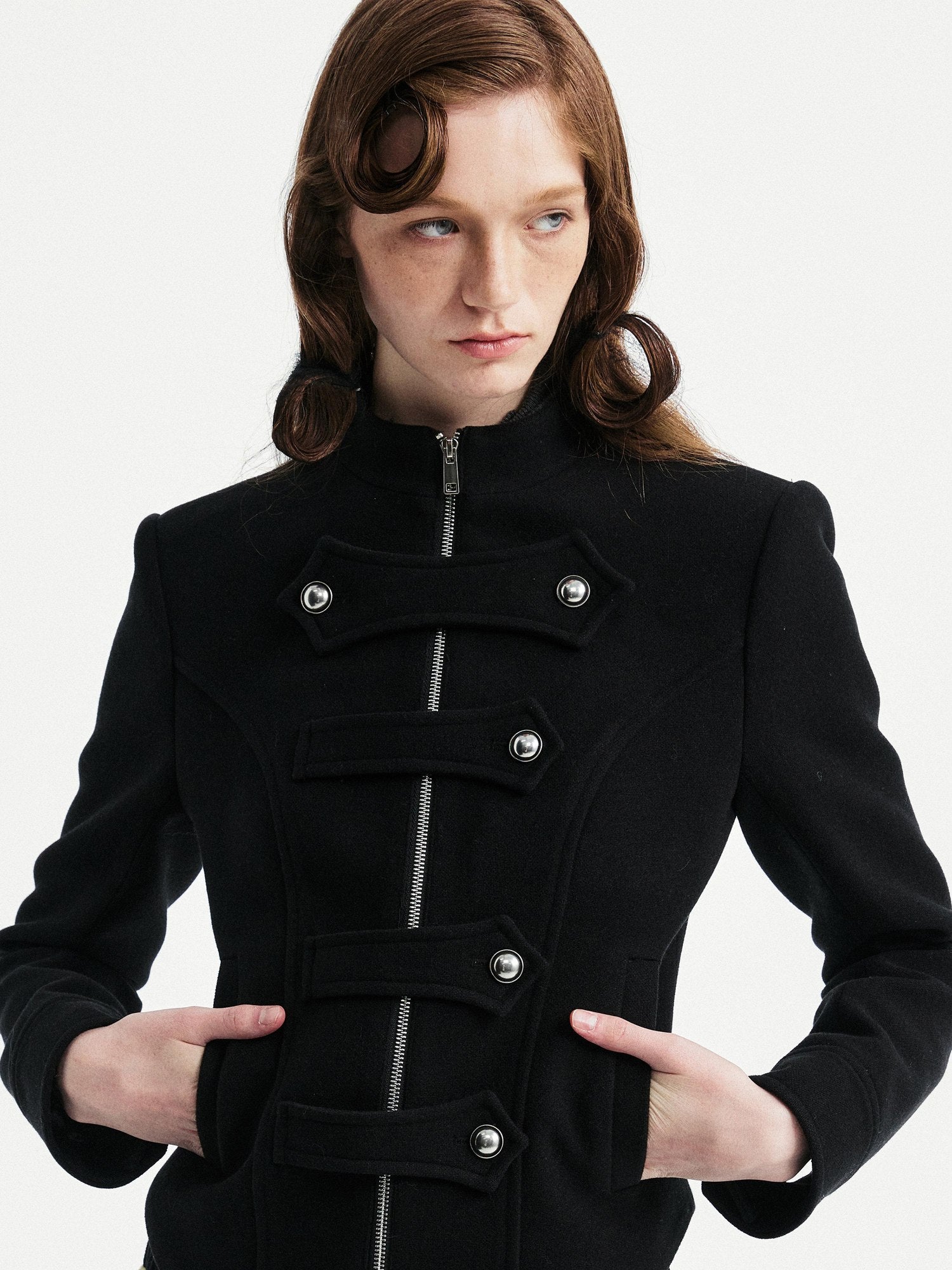 YOSHUYUKI Original Design Slim Fit Multi Strap Unisex Polyester Stand Collar Zip Jacket