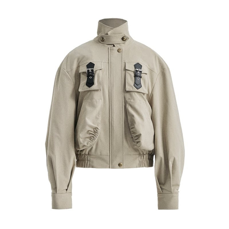 YOSHUYUKI_Padded_Workwear_Loose_Multi_Pocket_Unisex_Camel_Animal_Zip_Collar_Jacket_MISSTT