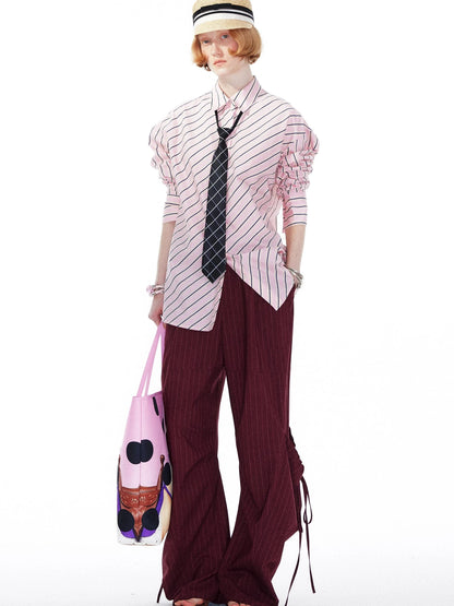 Pink Blue Contrast Stripe Oversized Shirt