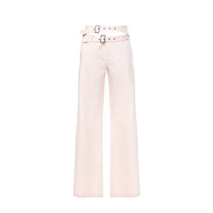 YOSHUYUKI_Pink_Double_Waistband_Low_Rise_Women&