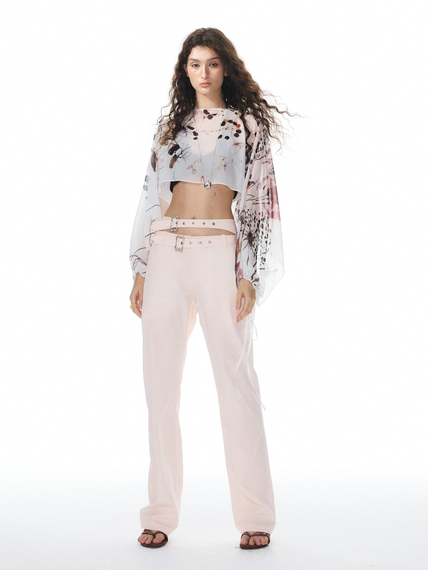YOSHUYUKI Pink Double Waistband Low Rise Women&