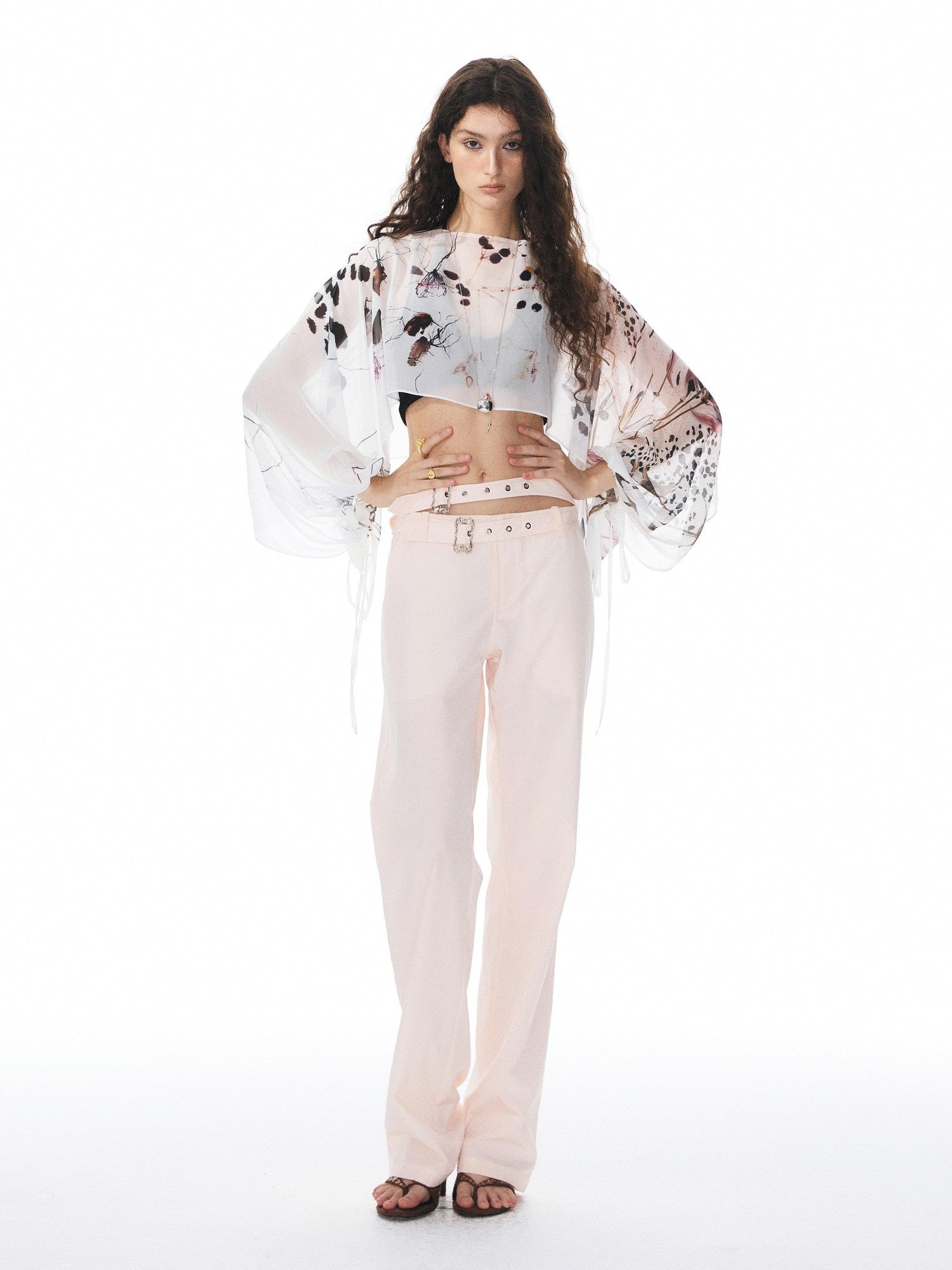 YOSHUYUKI Pink Double Waistband Low Rise Women&