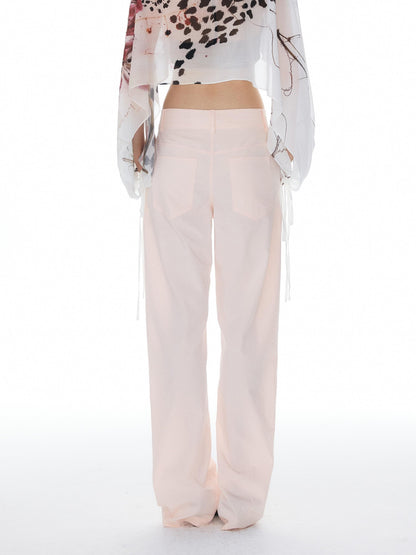 YOSHUYUKI Pink Double Waistband Low Rise Women&