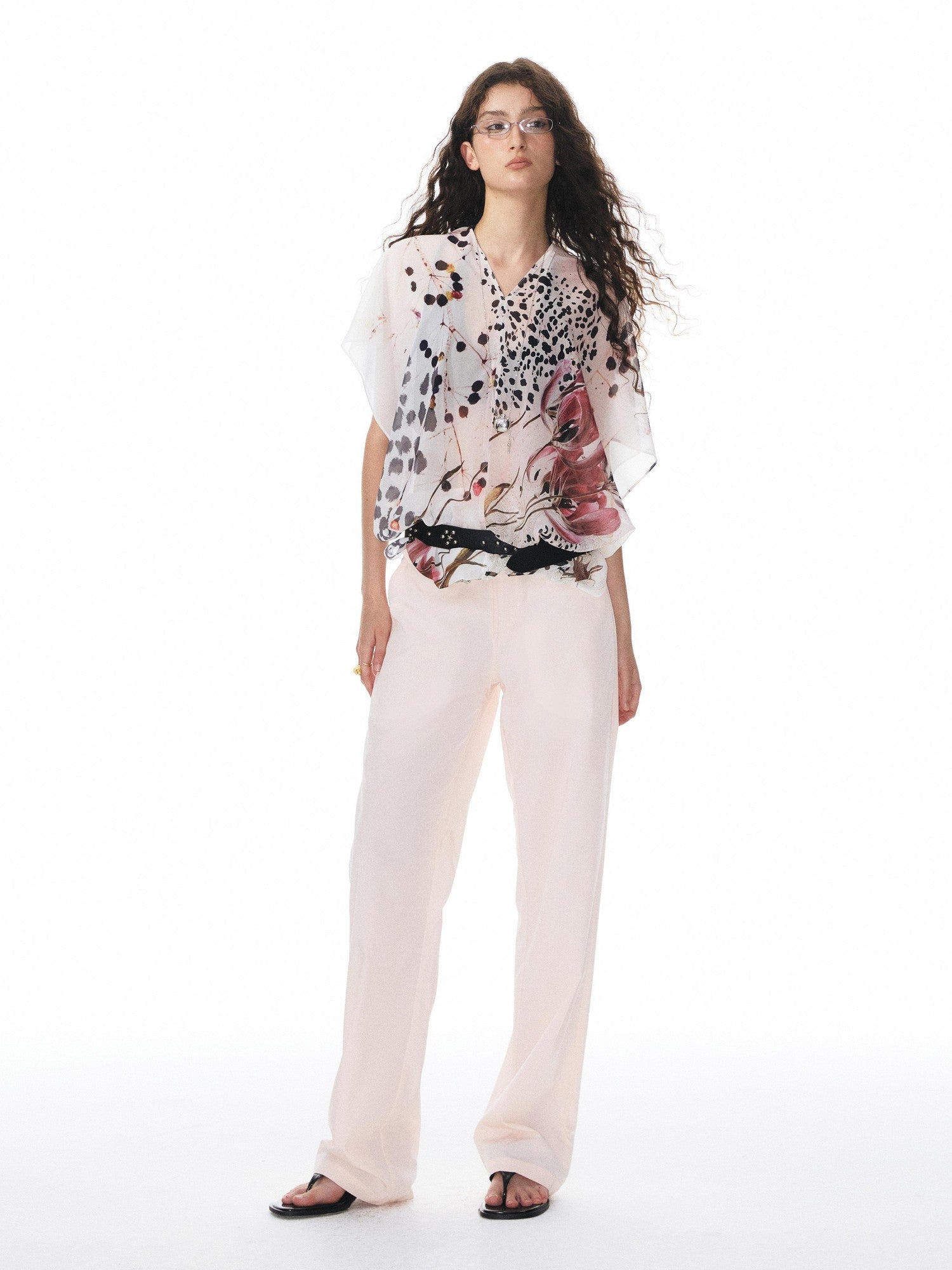YOSHUYUKI Pink Double Waistband Low Rise Women&