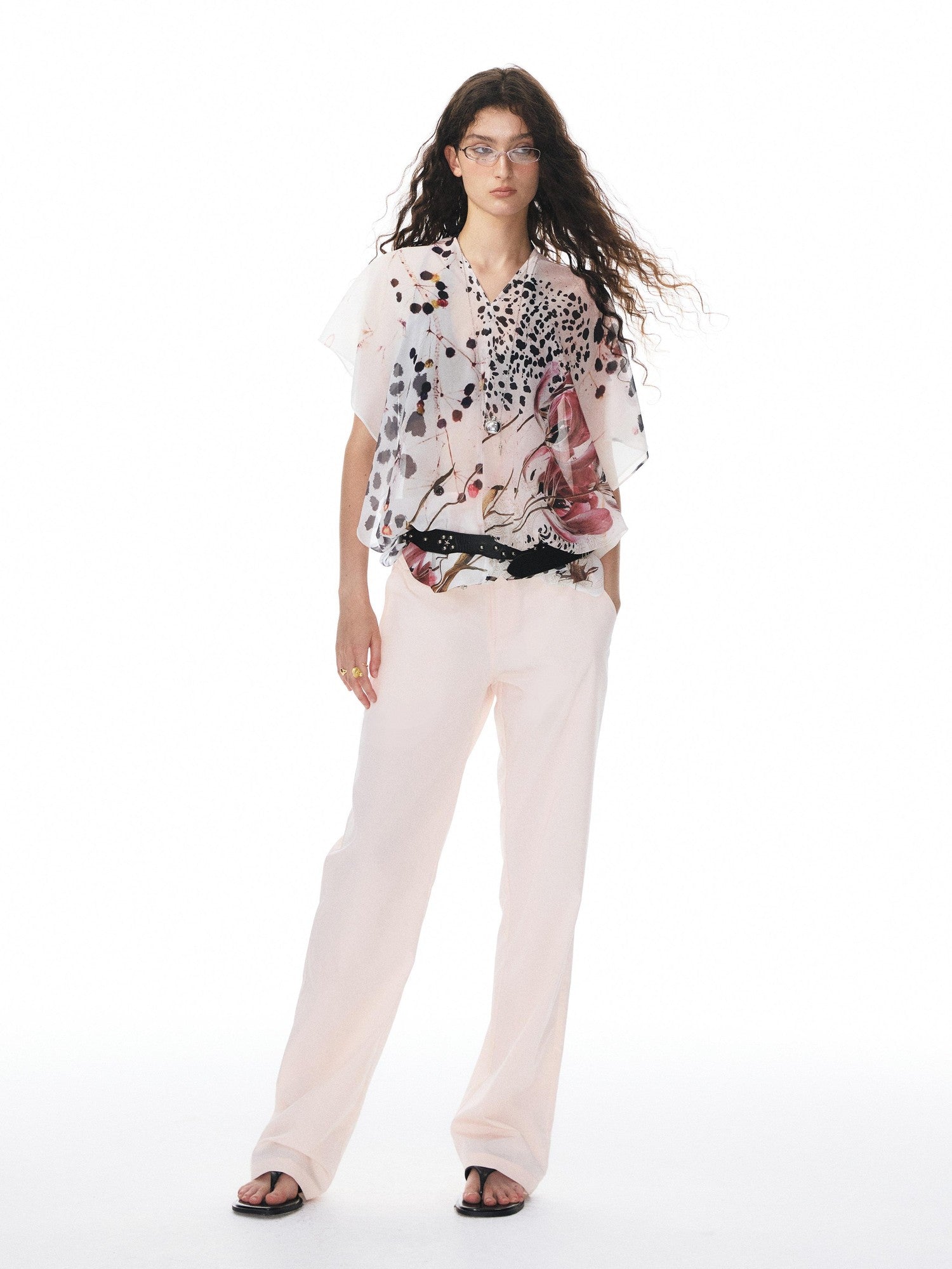 YOSHUYUKI Pink Double Waistband Low Rise Women&