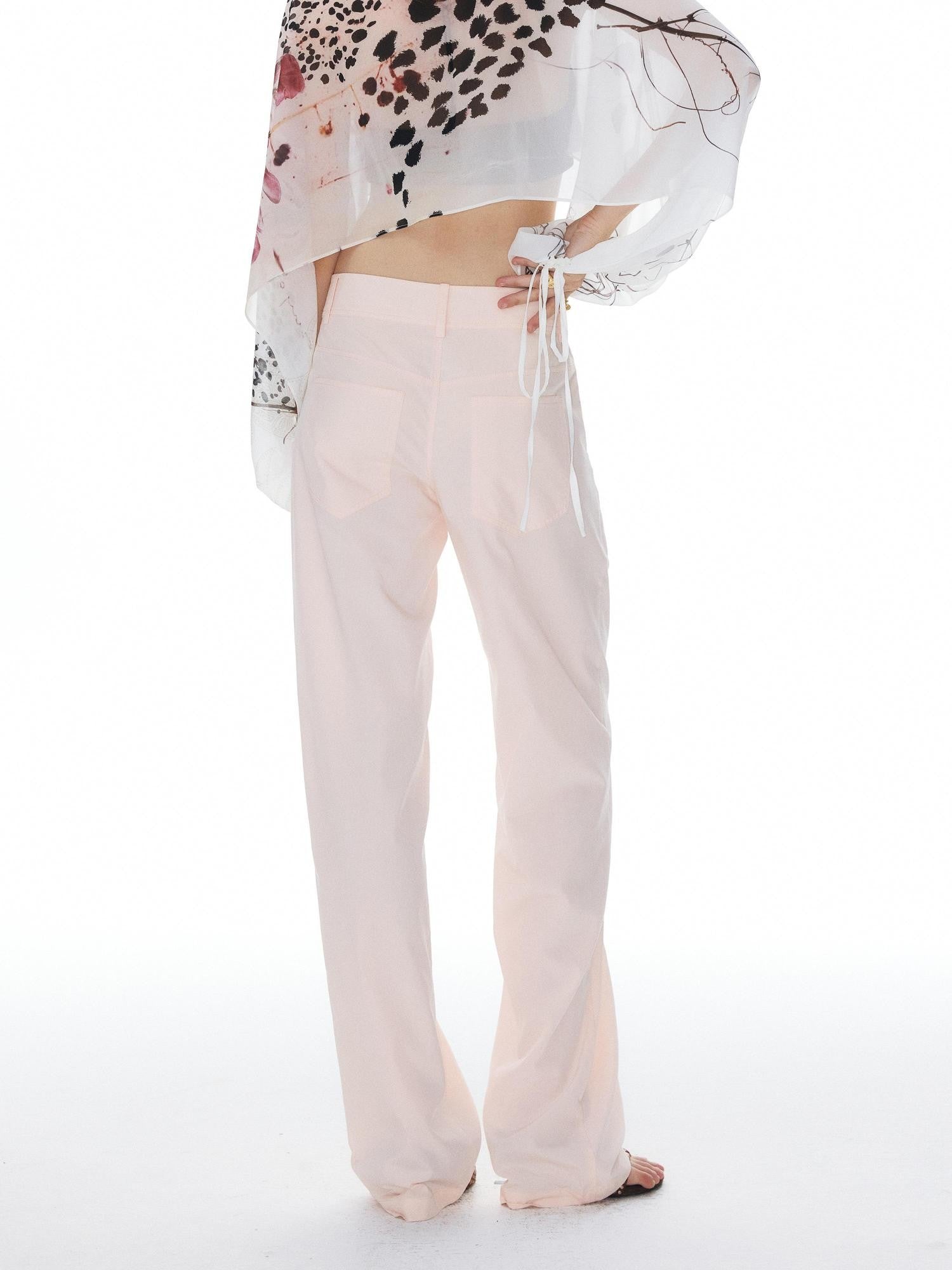 YOSHUYUKI Pink Double Waistband Low Rise Women&