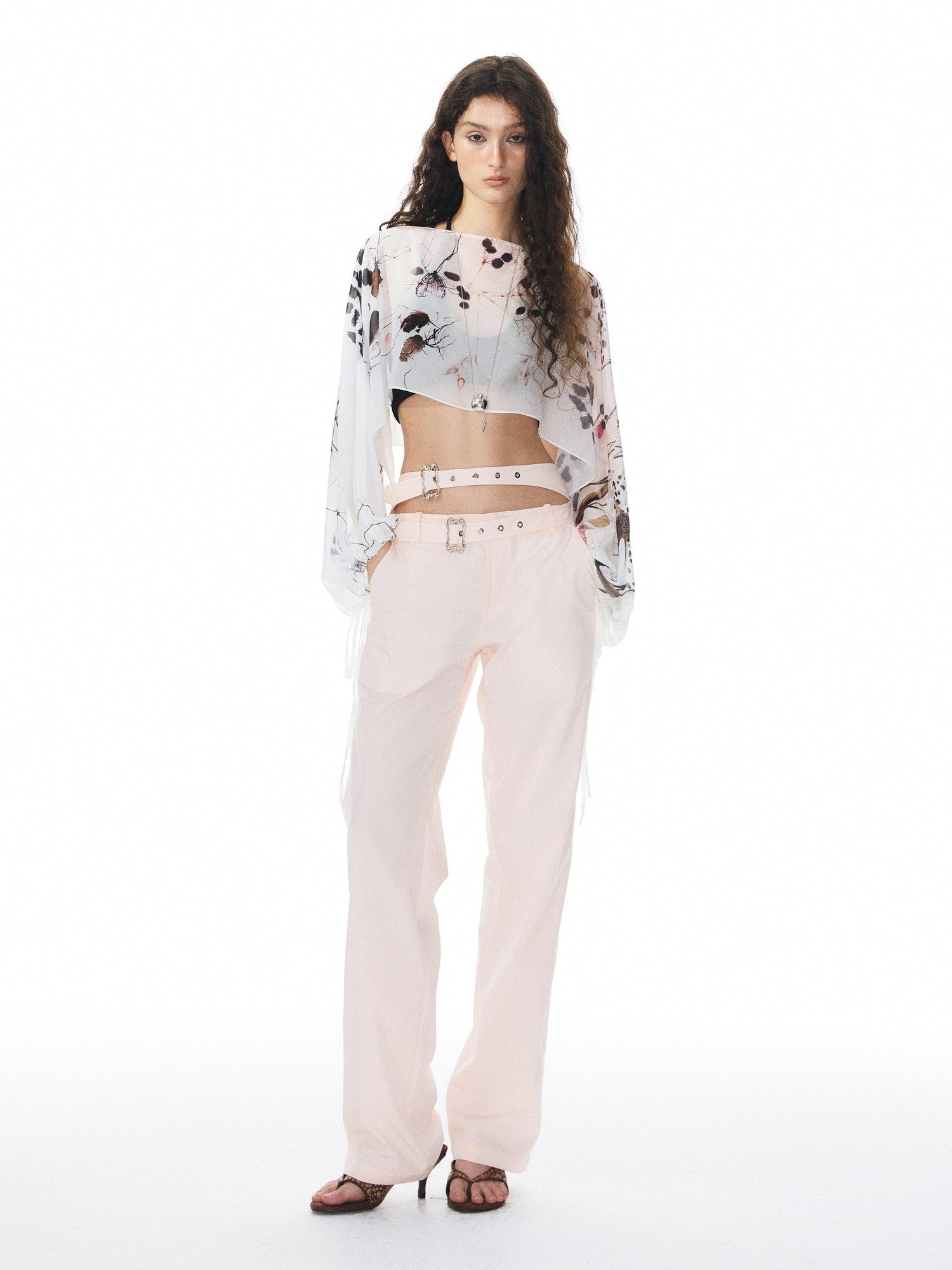 YOSHUYUKI Pink Double Waistband Low Rise Women&