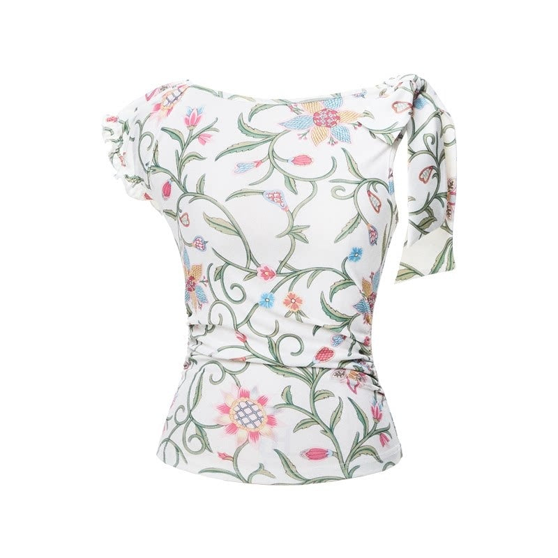 YOSHUYUKI_Pink_Floral_Print_Asymmetric_Ribbon_Women&