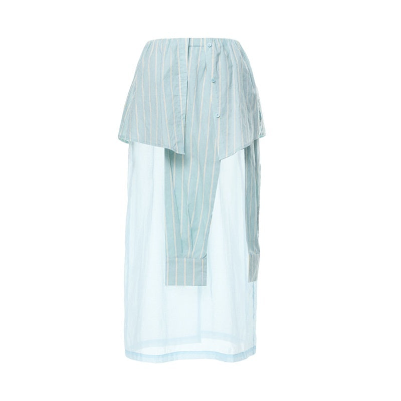YOSHUYUKI_Pink_Striped_Shirt_Faux_Two_Piece_Women&