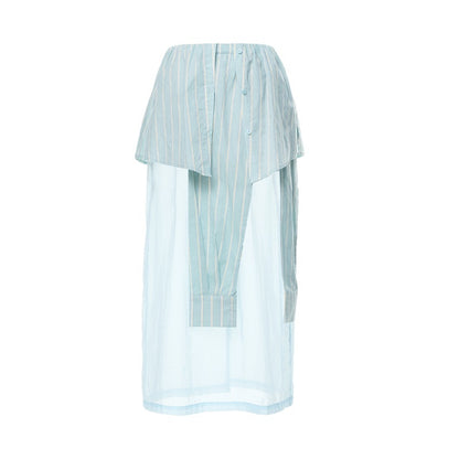 YOSHUYUKI_Pink_Striped_Shirt_Faux_Two_Piece_Women&