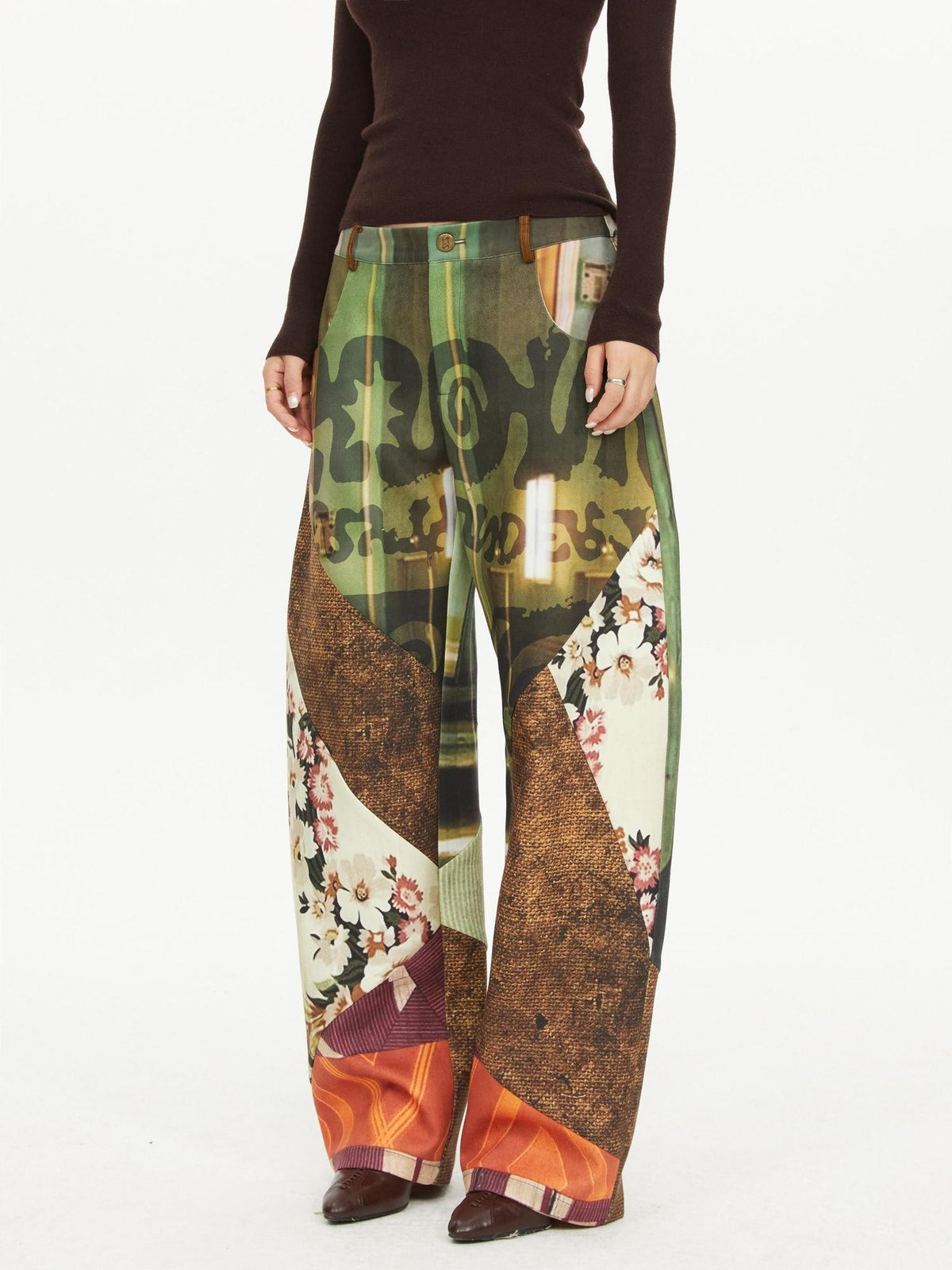 YOSHUYUKI Print Color Block Curved Blade Women&