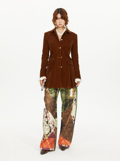 YOSHUYUKI Print Color Block Curved Blade Women&