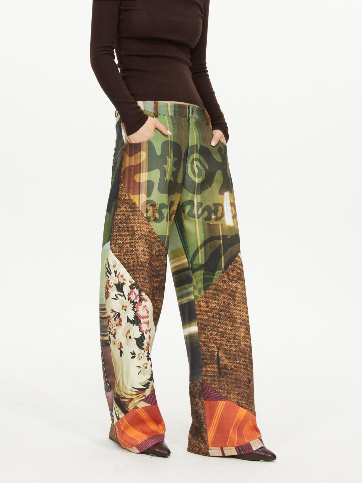 YOSHUYUKI Print Color Block Curved Blade Women&
