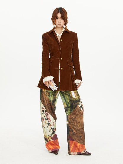 YOSHUYUKI Print Color Block Curved Blade Women&