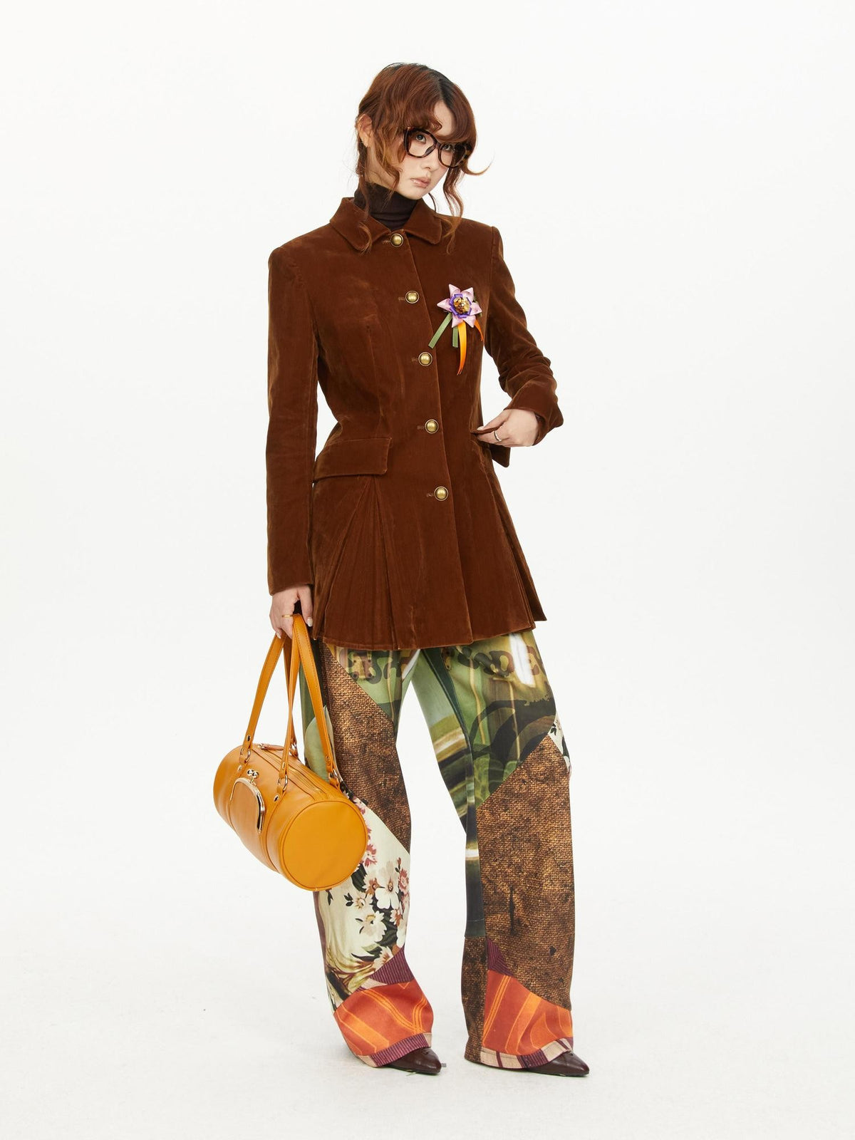 YOSHUYUKI Print Color Block Curved Blade Women&