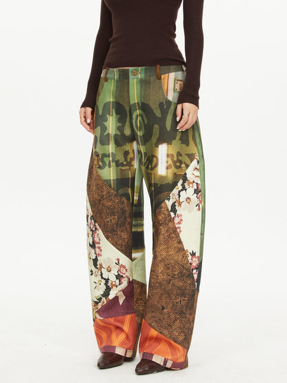 YOSHUYUKI Print Color Block Curved Blade Women&