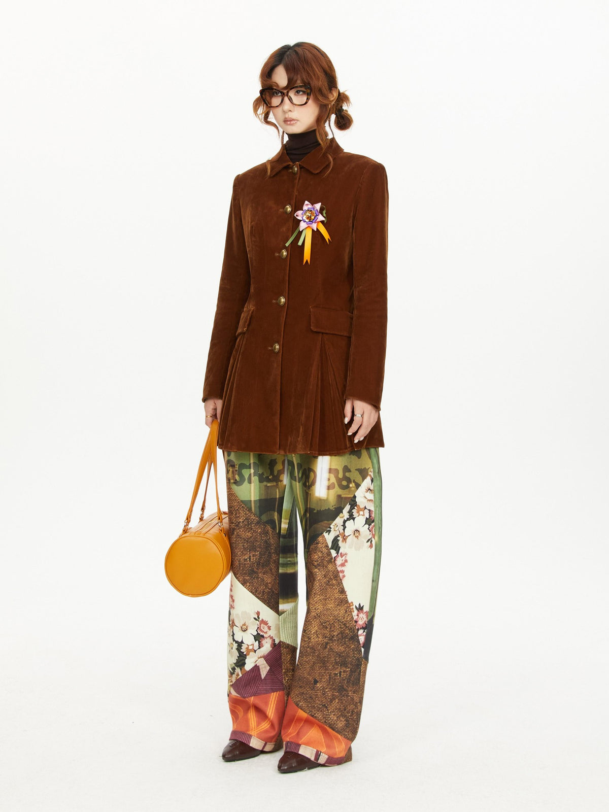 YOSHUYUKI Print Color Block Curved Blade Women&