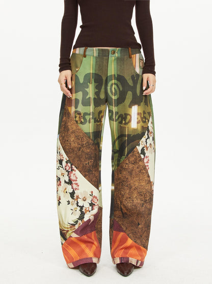 YOSHUYUKI Print Color Block Curved Blade Women&