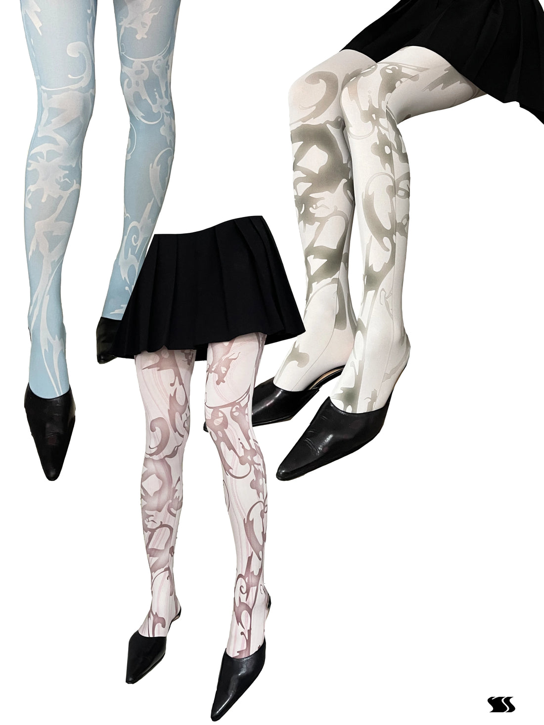 YOSHUYUKI Print Tights With Contrast Crotch Design-2