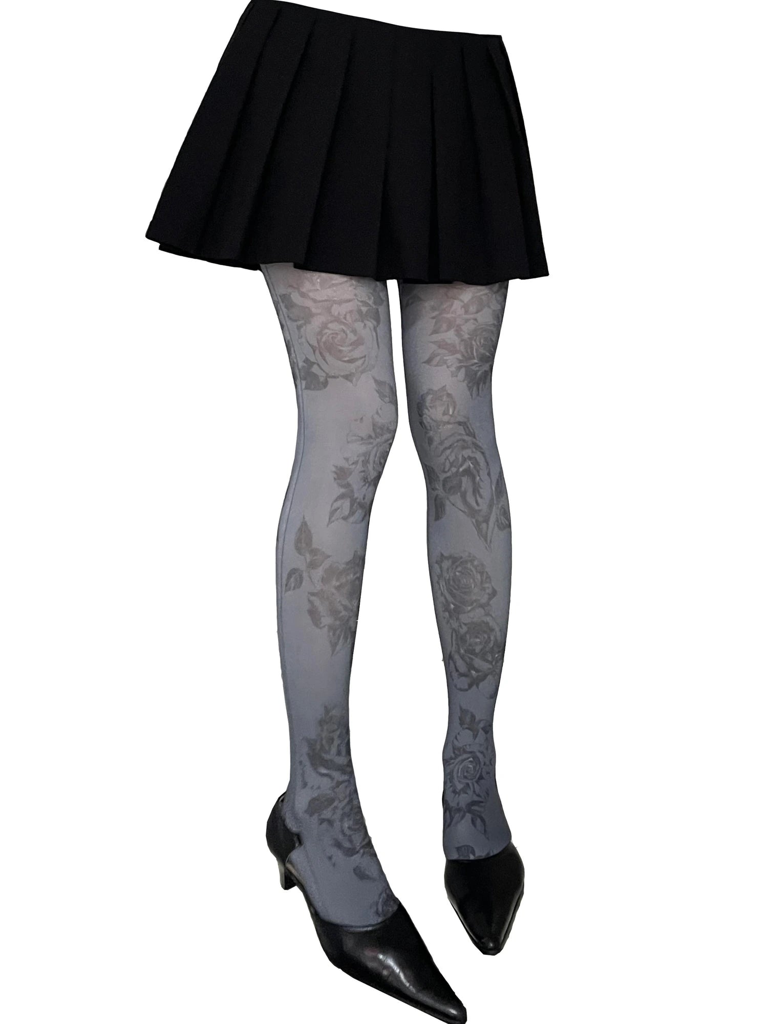 Print Tights With Contrast Crotch Design