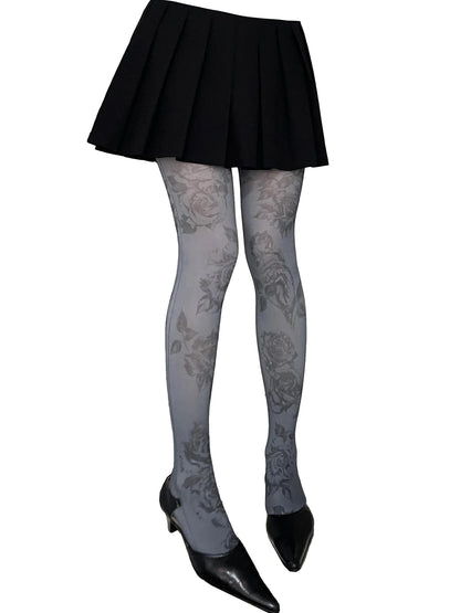 Print Tights With Contrast Crotch Design