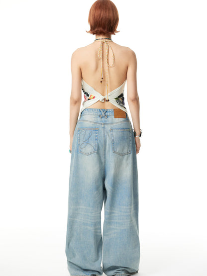 YOSHUYUKI Printed Scarf Halter Neck Slip Top