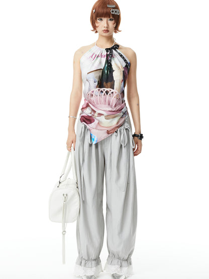 YOSHUYUKI Printed Scarf Halter Neck Slip Top