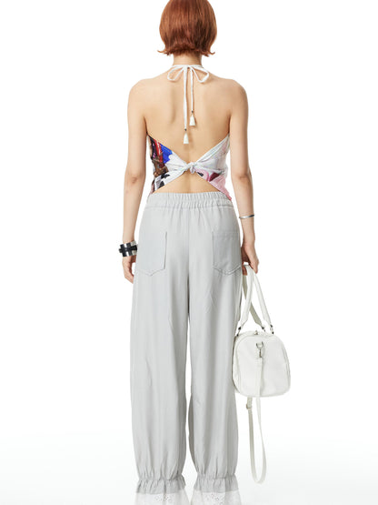 YOSHUYUKI Printed Scarf Halter Neck Slip Top