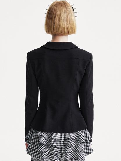 YOSHUYUKI Punk Rhinestone Waist Black Blazer