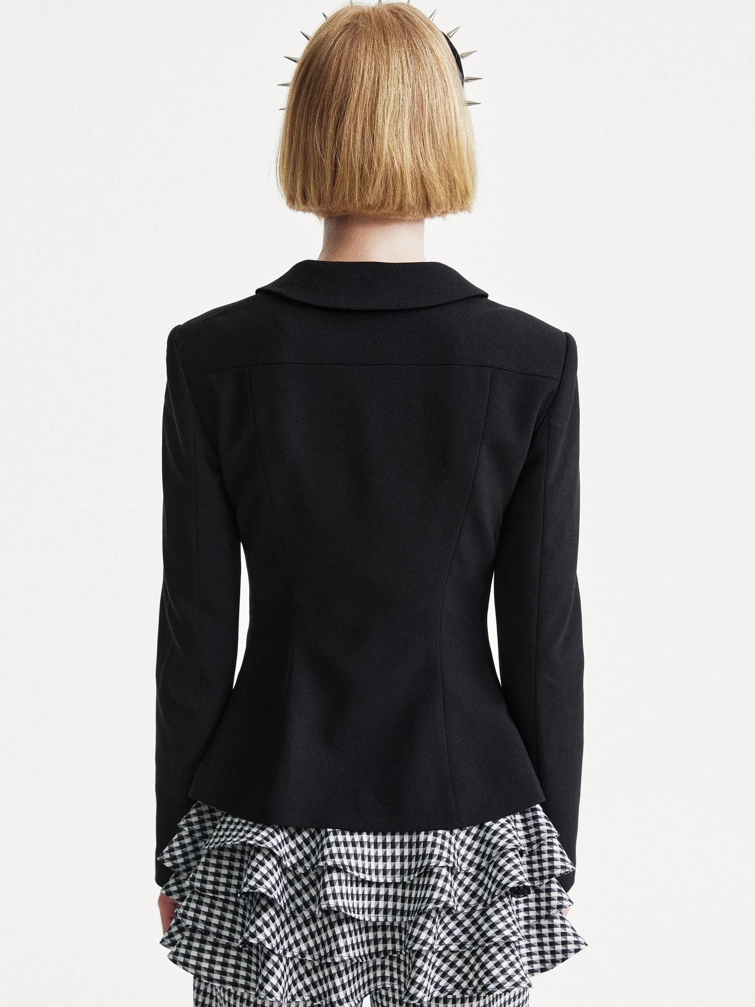 Punk Rhinestone Waist Black Blazer