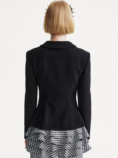 Punk Rhinestone Waist Black Blazer
