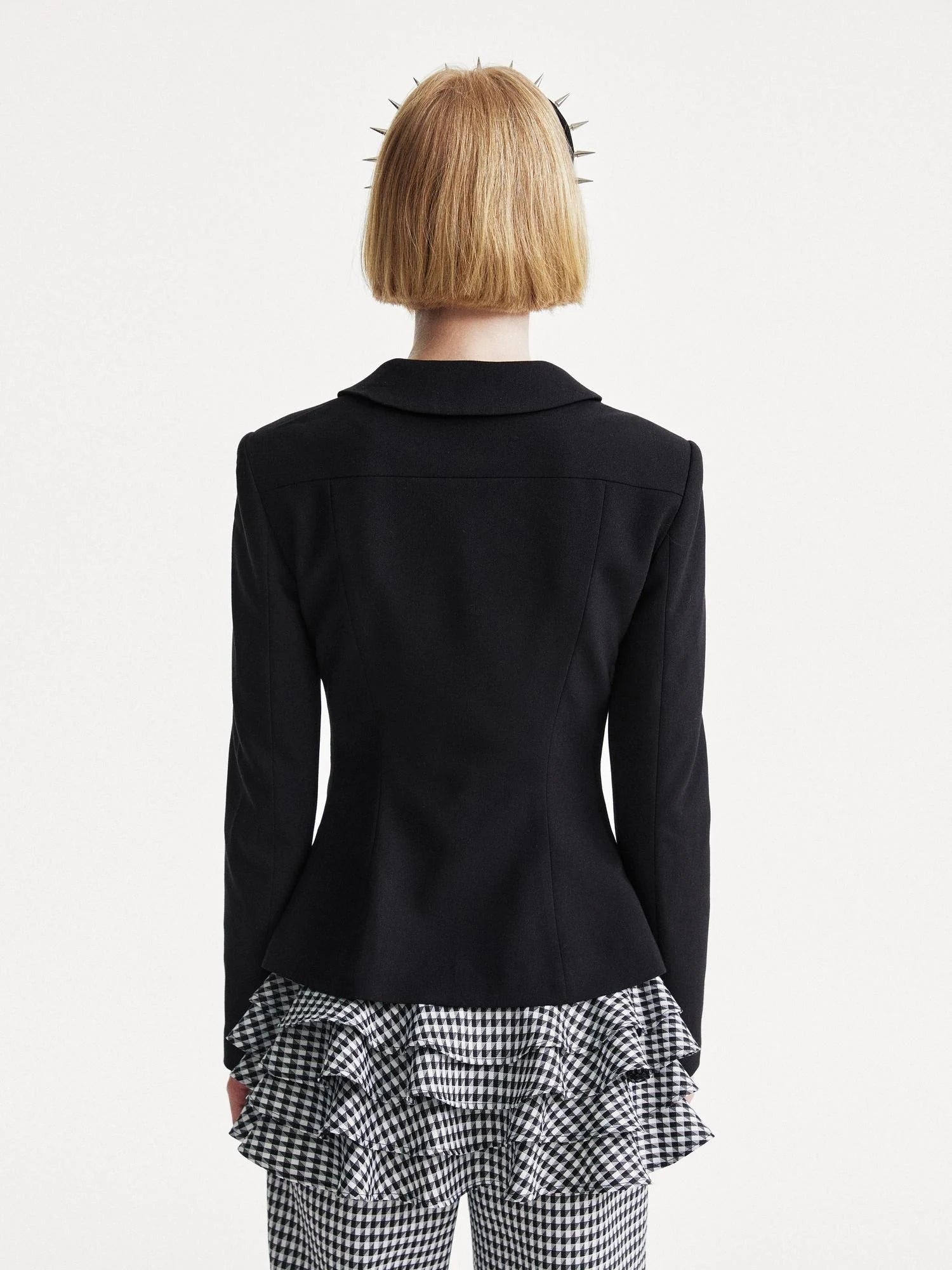 Punk Rhinestone Waist Black Blazer