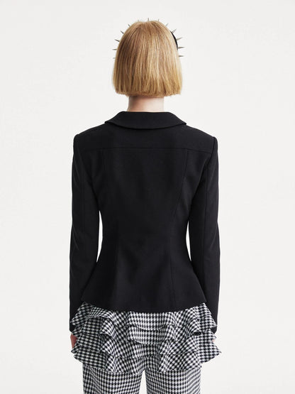 Punk Rhinestone Waist Black Blazer